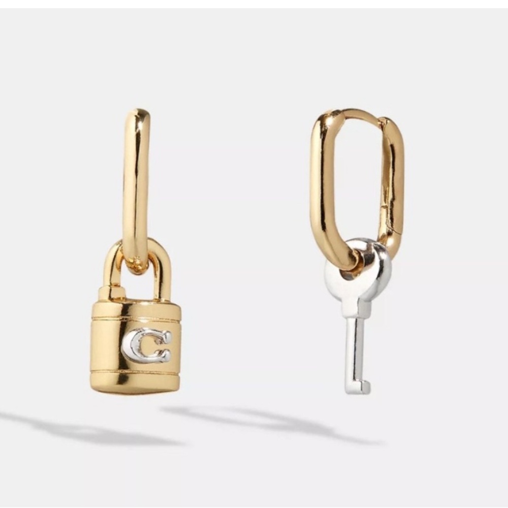 Coach lock and key earrings